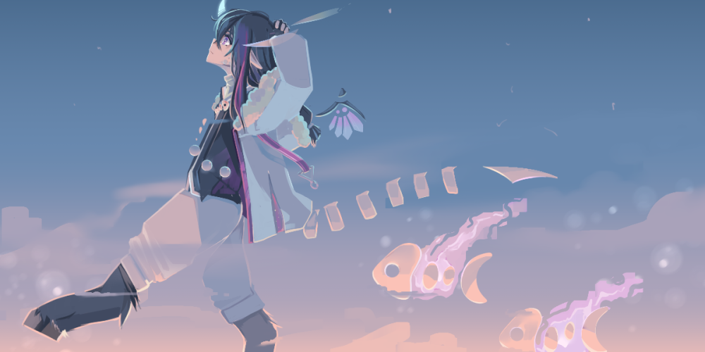 painterly anime fullbody wallpaper background